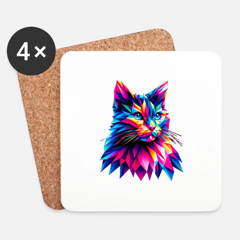 Katze - Untersetzer (4er-Set) - Weiß