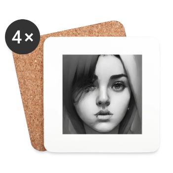 black-white girl - Coasters (set of 4) - white - Front