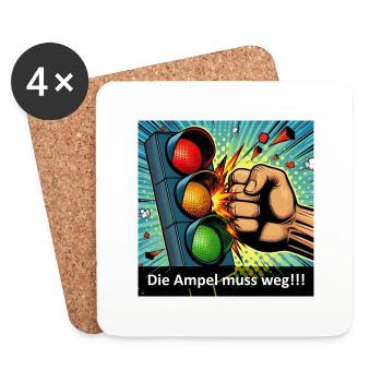 Ende der Ampel - Untersetzer (4er-Set) - Weiß - Vorne