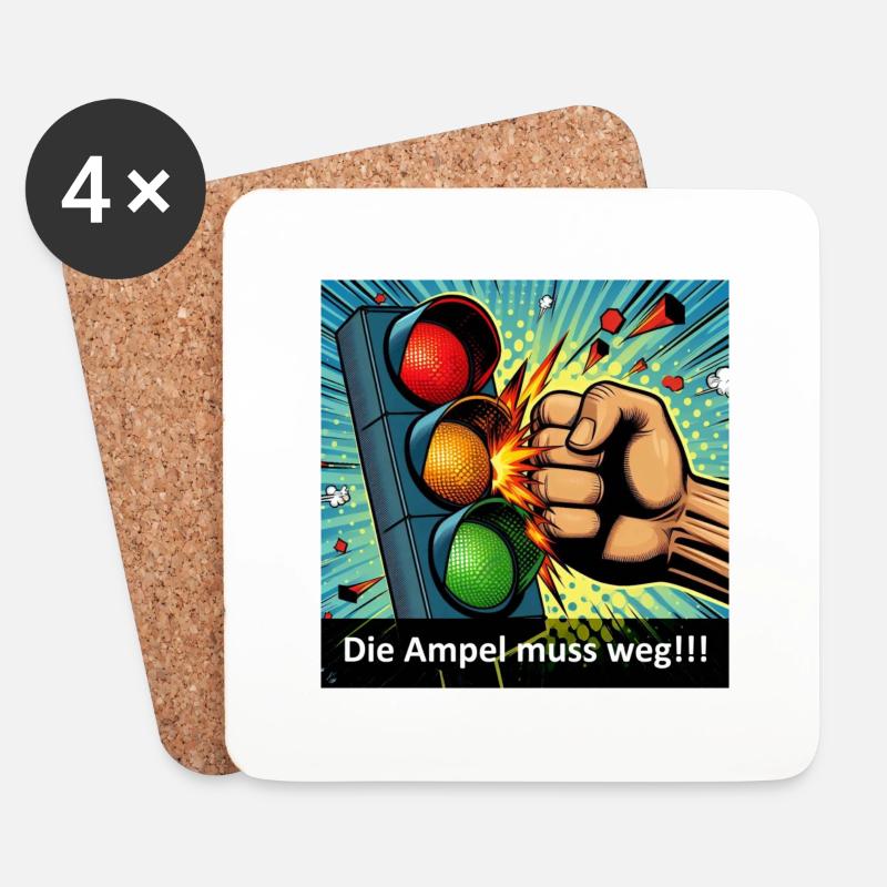 Ende der Ampel - Untersetzer (4er-Set) - Weiß