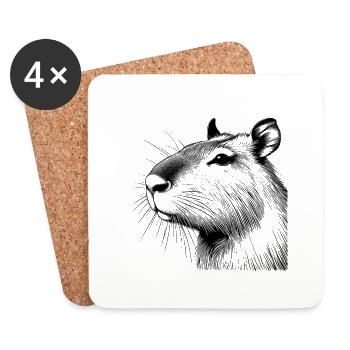 Capibara - Untersetzer (4er-Set) - Weiß - Vorne
