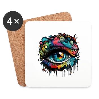 Street Art Eye - Coasters (set of 4) - white - Front