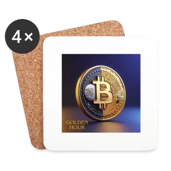 Bitcoin Golden Hour - Coasters (set of 4) - white - Front