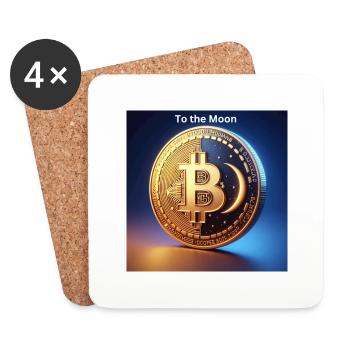 Bitcoin vers la Lune - Dessous de verre (lot de 4) - blanc - Devant