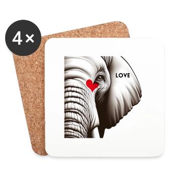 Amour d’éléphant - Dessous de verre (lot de 4) - blanc - Devant