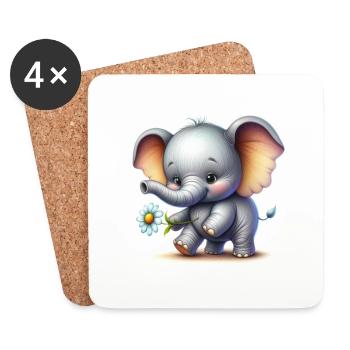 Süßes Elefantenbaby - Untersetzer (4er-Set) - Weiß - Vorne