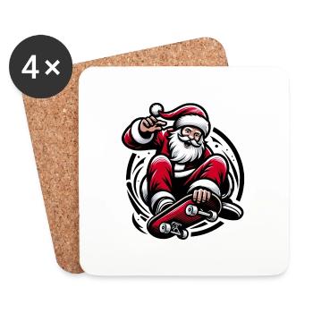Le Père Noël patine. - Dessous de verre (lot de 4) - blanc - Devant