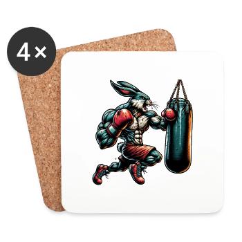 Lapin de boxe - Dessous de verre (lot de 4) - blanc - Devant