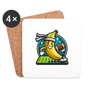Banane de football - Dessous de verre (lot de 4) - blanc - Devant