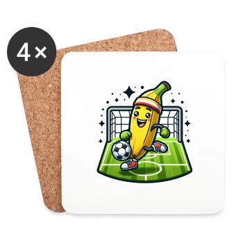 Banane de football - Dessous de verre (lot de 4) - blanc - Devant