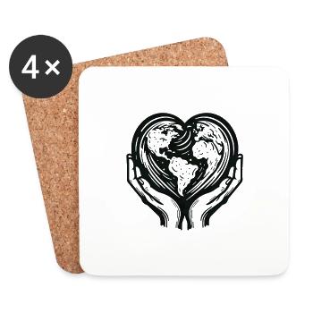 Un monde avec des mains - Dessous de verre (lot de 4) - blanc - Devant