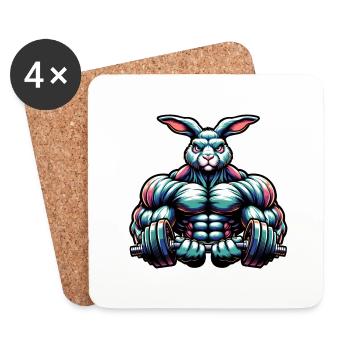 Lapin de curling - Dessous de verre (lot de 4) - blanc - Devant