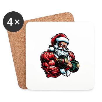 Curling Santa - Coasters (set of 4) - white - Front