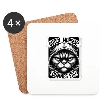 Guten Morgen? - Dünnes Eis! - Untersetzer (4er-Set) - Weiß - Vorne