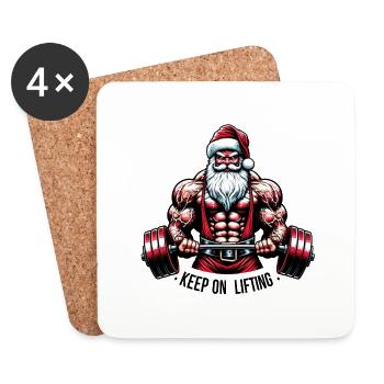 Continuez à soulever le style du Père Noël - Dessous de verre (lot de 4) - blanc - Devant