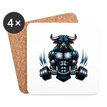 Strong Bull - Untersetzer (4er-Set) - Weiß - Vorne