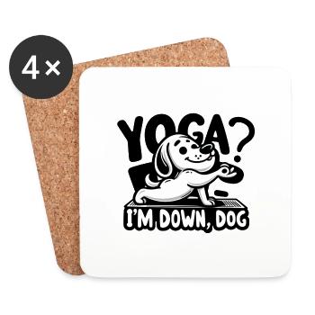 Yoga? Je suis en bas Chien - Dessous de verre (lot de 4) - blanc - Devant
