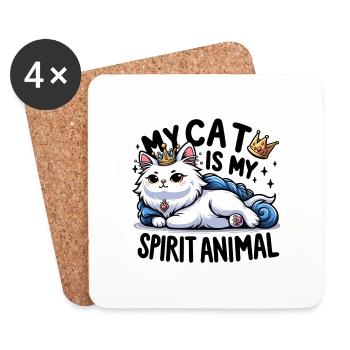Mon chat est mon Animal - Dessous de verre (lot de 4) - blanc - Devant