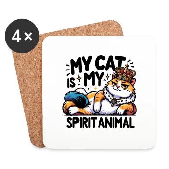 Mon chat est mon Animal - Dessous de verre (lot de 4) - blanc - Devant