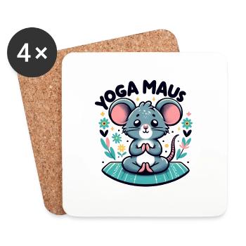 Die kleine Yoga Maus - Untersetzer (4er-Set) - Weiß - Vorne