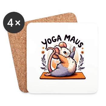 Die Yoga Maus - Untersetzer (4er-Set) - Weiß - Vorne