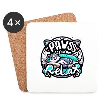 PAWSS & RELAX - Coasters (set of 4) - white - Front