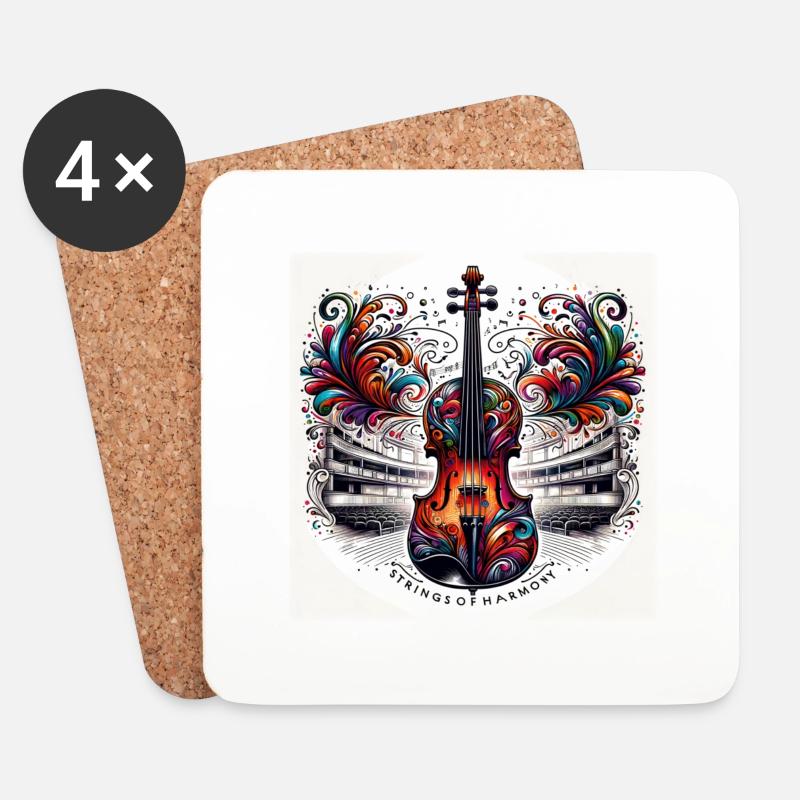 Strings of Harmony - Untersetzer (4er-Set) - Weiß