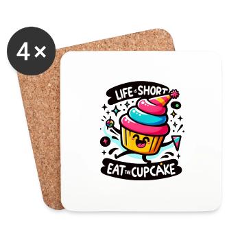 Life is short eat the cupcake - Untersetzer (4er-Set) - Weiß - Vorne
