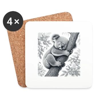 L’ours koala dort - Dessous de verre (lot de 4) - blanc - Devant