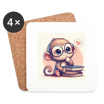 Monkey pensive - Coasters (set of 4) - white - Front