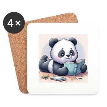 Livre Panda - Dessous de verre (lot de 4) - blanc - Devant