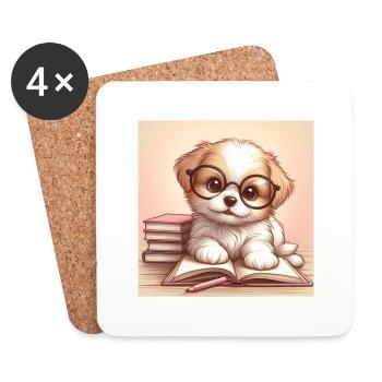 Livres pour chiots de chien - Dessous de verre (lot de 4) - blanc - Devant