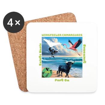Planchou Waterman wingfoiler camarguais spots - Dessous de verre (lot de 4) - blanc - Devant