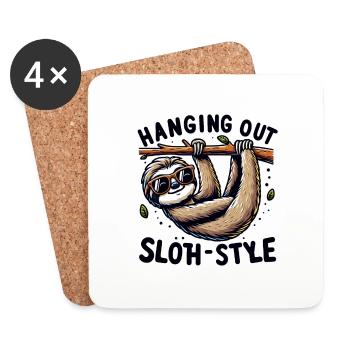 Hanging out Sloth style - Untersetzer (4er-Set) - Weiß - Vorne