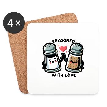 Assaisonné d’amour - Dessous de verre (lot de 4) - blanc - Devant