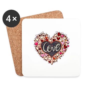 COEUR D’AMOUR - Dessous de verre (lot de 4) - blanc - Devant