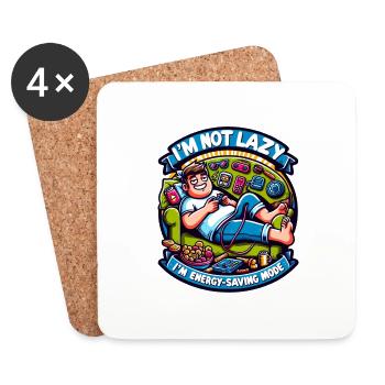 I'm not Lazy in Energy Saving Mode - Coasters (set of 4) - white - Front