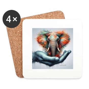 Elephants love, preserve and protect. - Coasters (set of 4) - white - Front