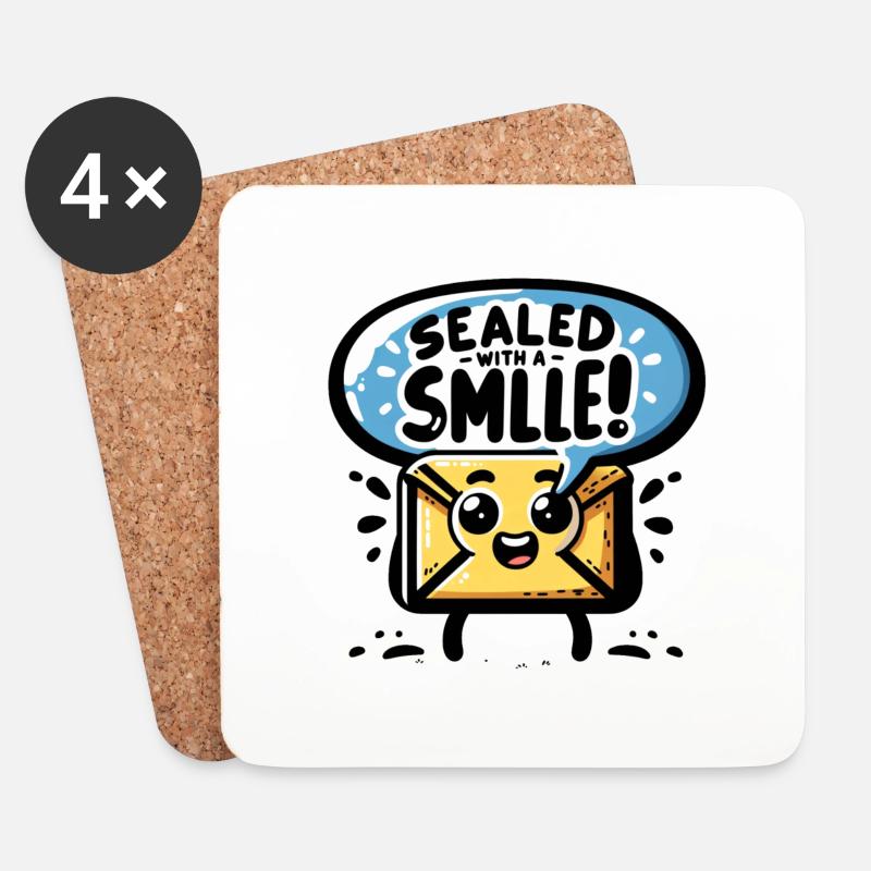 Sealed with a Smile - Coasters (set of 4) - white