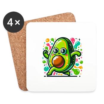Tanzende Avocado - Untersetzer (4er-Set) - Weiß - Vorne