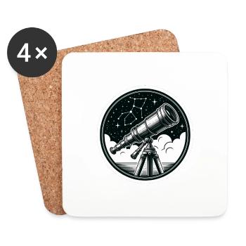 Télescope devant le ciel nocturne - Dessous de verre (lot de 4) - blanc - Devant