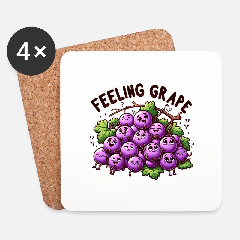 Feeling Grape - Untersetzer (4er-Set) - Weiß