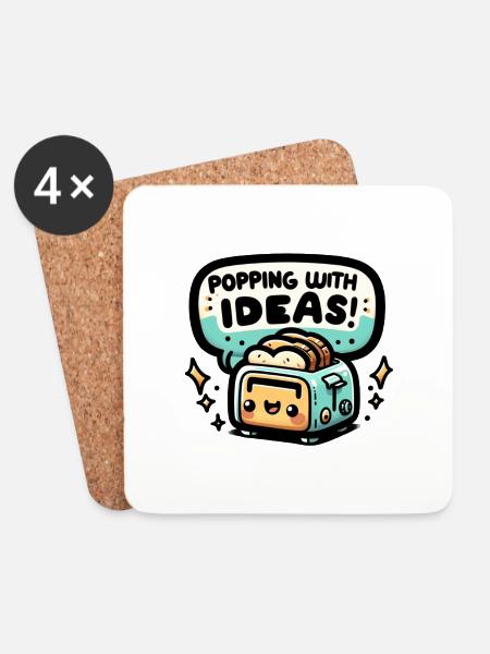 Popping With Ideas - Untersetzer (4er-Set) - Weiß