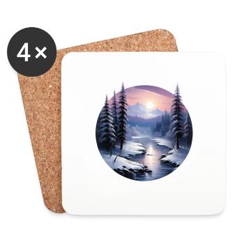 Winter Magic Landscape - Coasters (set of 4) - white - Front