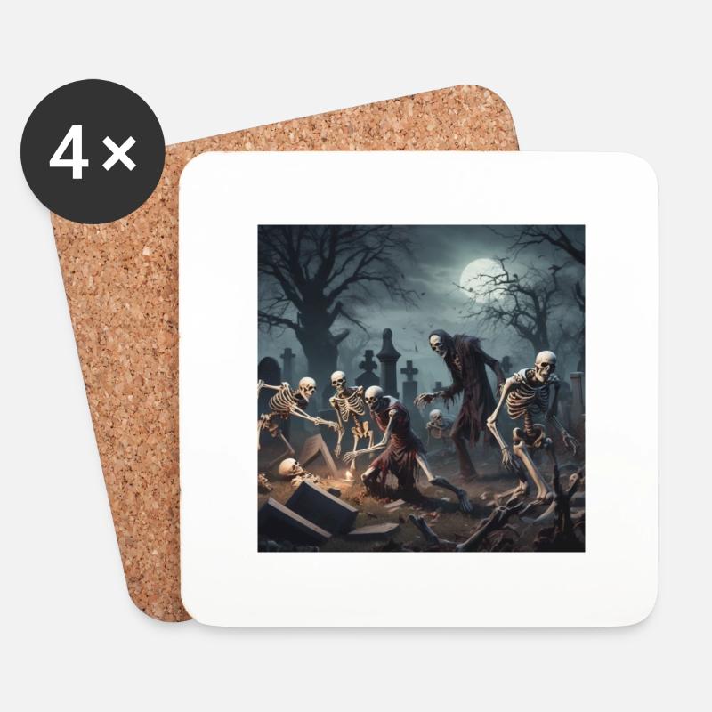 Skellet Friedhof - Untersetzer (4er-Set) - Weiß