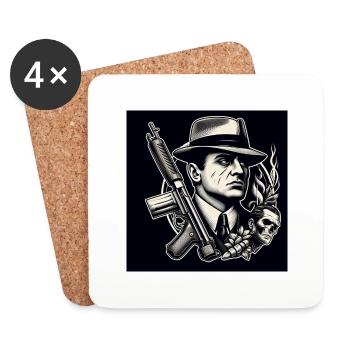 Old school Gangster - Untersetzer (4er-Set) - Weiß - Vorne