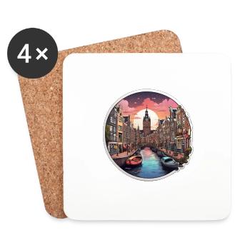 Amsterdam Stadt - Untersetzer (4er-Set) - Weiß - Vorne