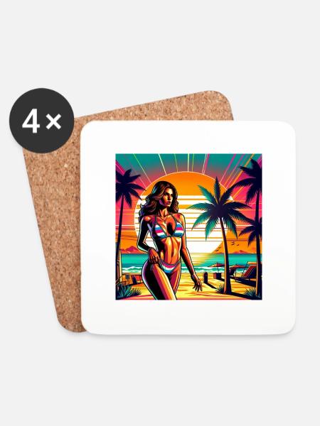beach-adventure - Untersetzer (4er-Set) - Weiß
