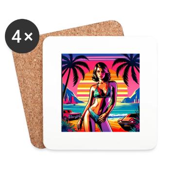 beach palm girl - Untersetzer (4er-Set) - Weiß - Vorne