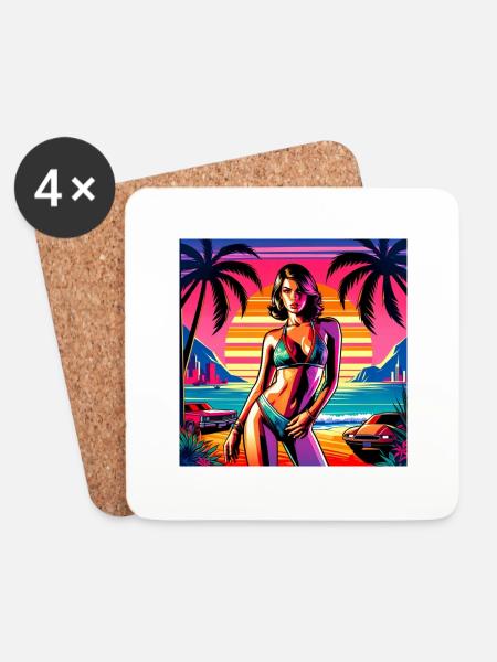 beach palm girl - Untersetzer (4er-Set) - Weiß